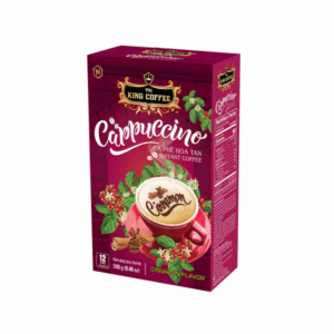 King-coffee-Cappuccino-Cinnamon-Box-12-sticks-x-20gr-EV.png Cà Phê Hòa Tan Cappuccino KING COFFEE vị Quế - Hộp 12 gói x 20g
