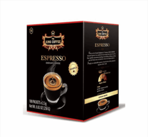 King-coffee-Espresso-instant-Box-100-sticks-x2.5gr-12-BoxesCTN-EE.png Cà Phê Hòa Tan Espresso KING COFFEE - Hộp 100 gói x 2.5g